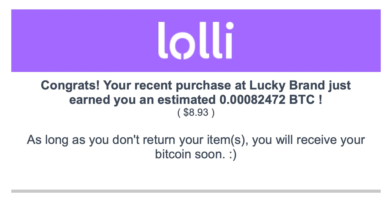 Gagner des Bitcoins en achetant dans votre boutique en ligne préférée avec  Lolli